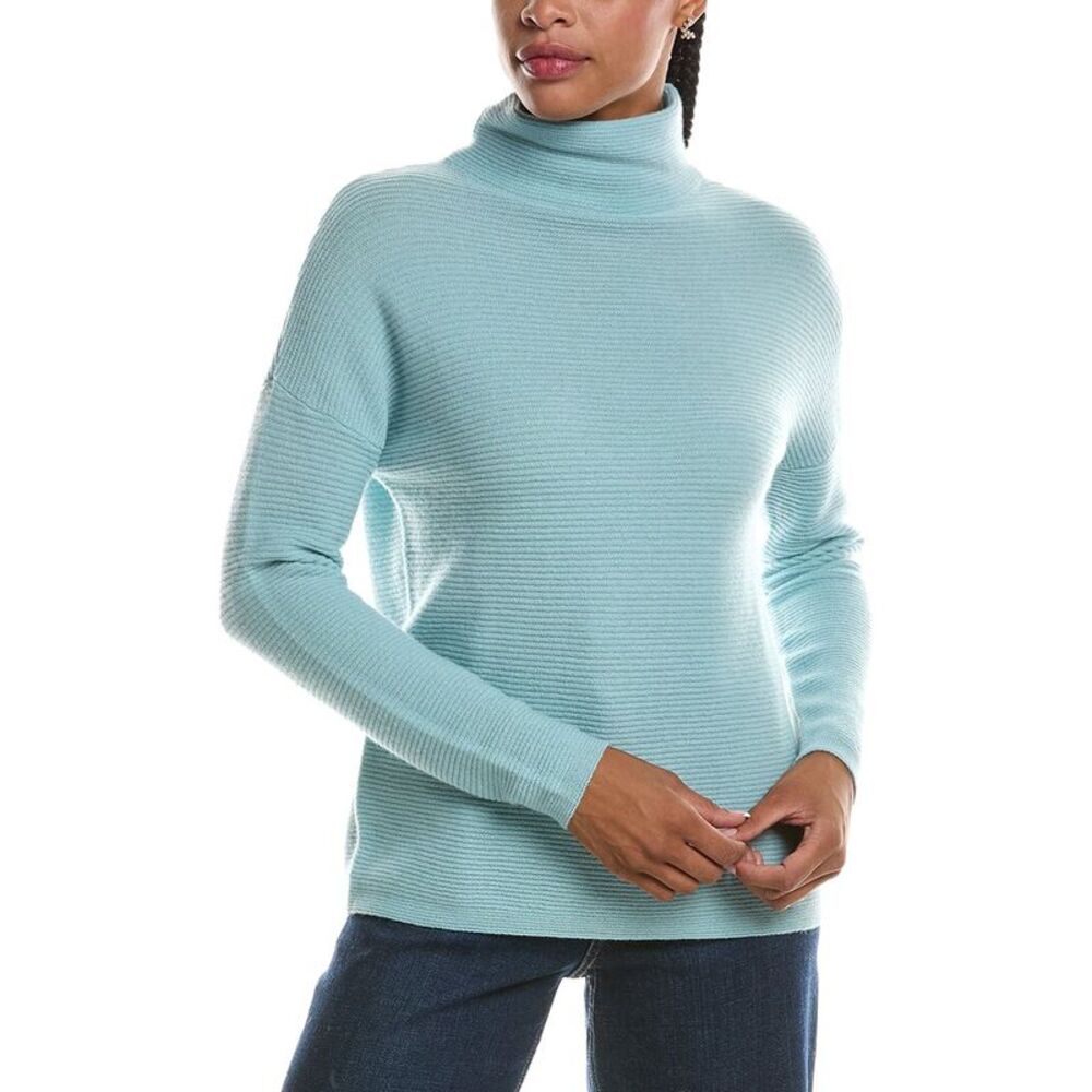 Forte Cashmere Womens  Textured Slouchy Funnel Neck 100% Cashmere Sweater